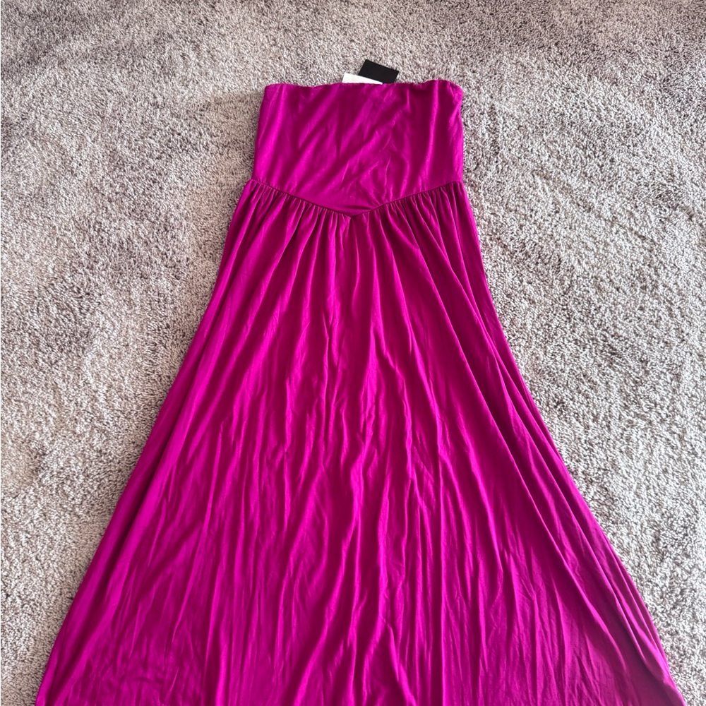 Pink Strapless Drop Waist Dress